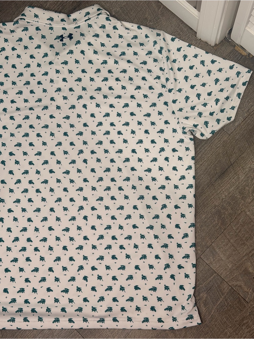 Under Armour White Polo with Green Micro Print - Men’s Short Sleeve 3XL - Picture 8 of 10